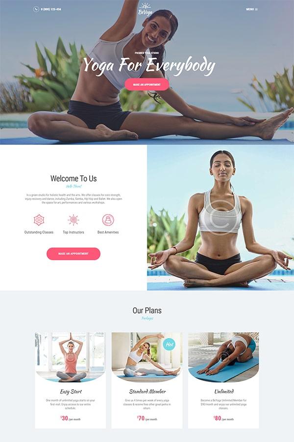 Beyoga - Mẫu Website hướng dẫn tập Yoga
