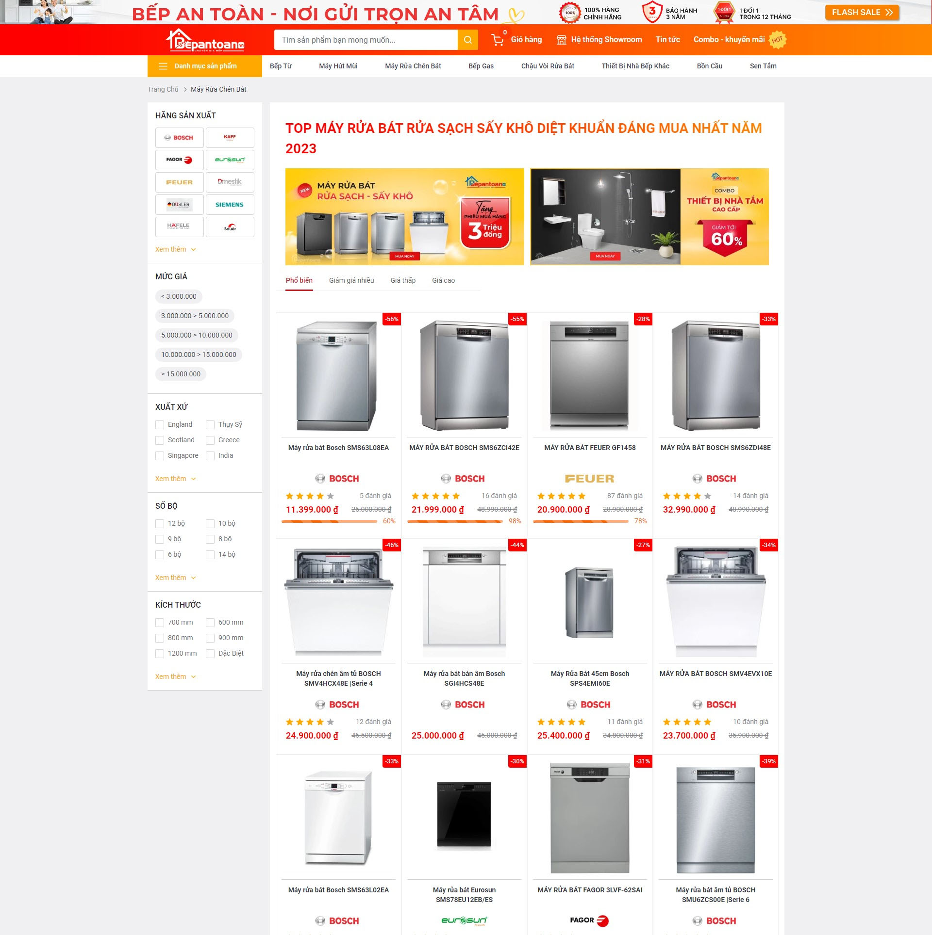 Tiêu chi thiết kế website bán máy rửa bát