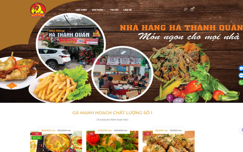 Mẫu Thiết kế website nhà hàng