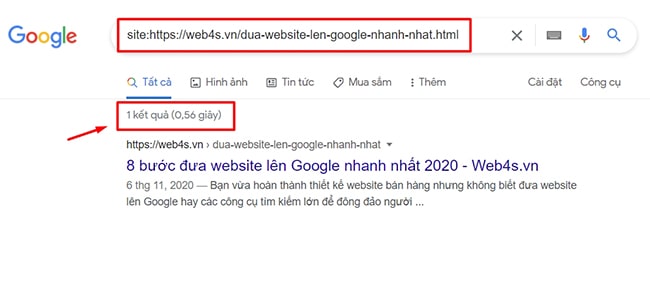 Check URL trên công cụ tìm kiếm Google