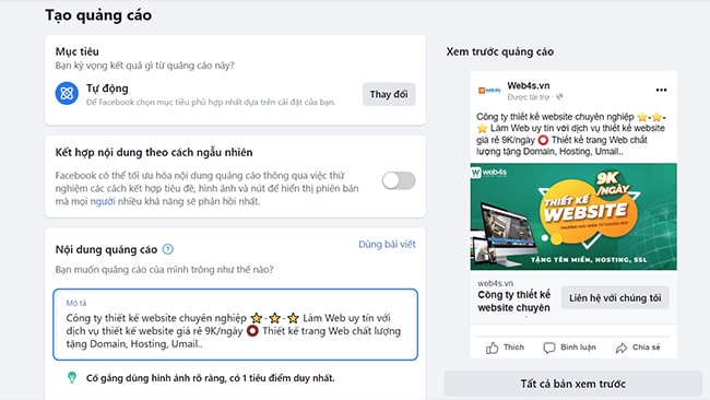 Tạo nội dung Facebook Ads