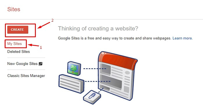 Khởi tạo website trên Google Sites