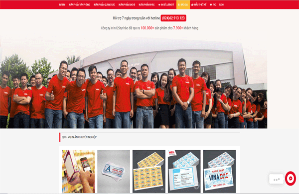 Mẫu thiết kế website công ty sản xuất in ấn đơn giản