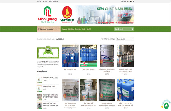 Mẫu thiết kế website hóa chất Công ty Minh Quang