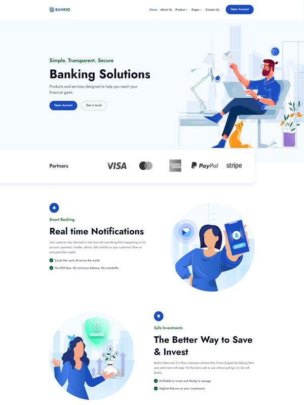 Mẫu thiết kế website ngân hàng, tài chính thu hút