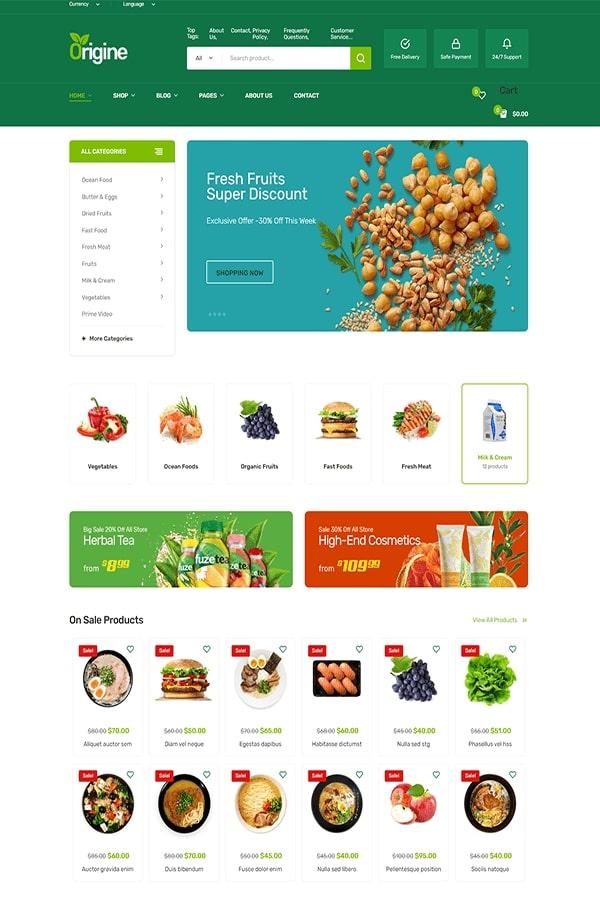 Origine - Mẫu Website Cửa hàng Thực phẩm
