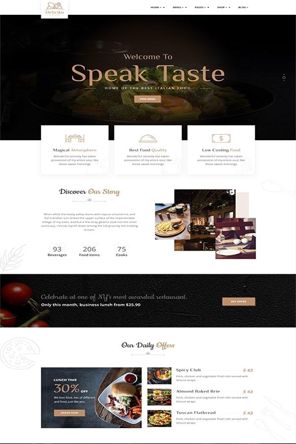 Deliciko - Mẫu Website Nhà hàng đẹp