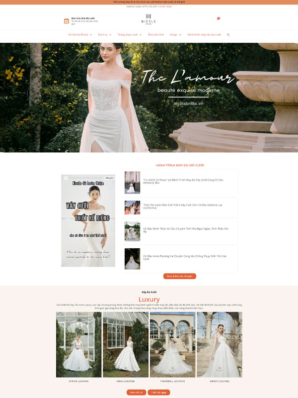 Mẫu thiết kế website cho thuê áo cưới