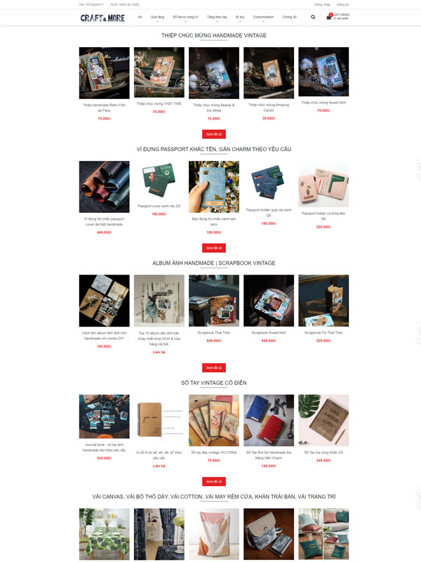Mẫu website bán đồ handmade đẹp mắt
