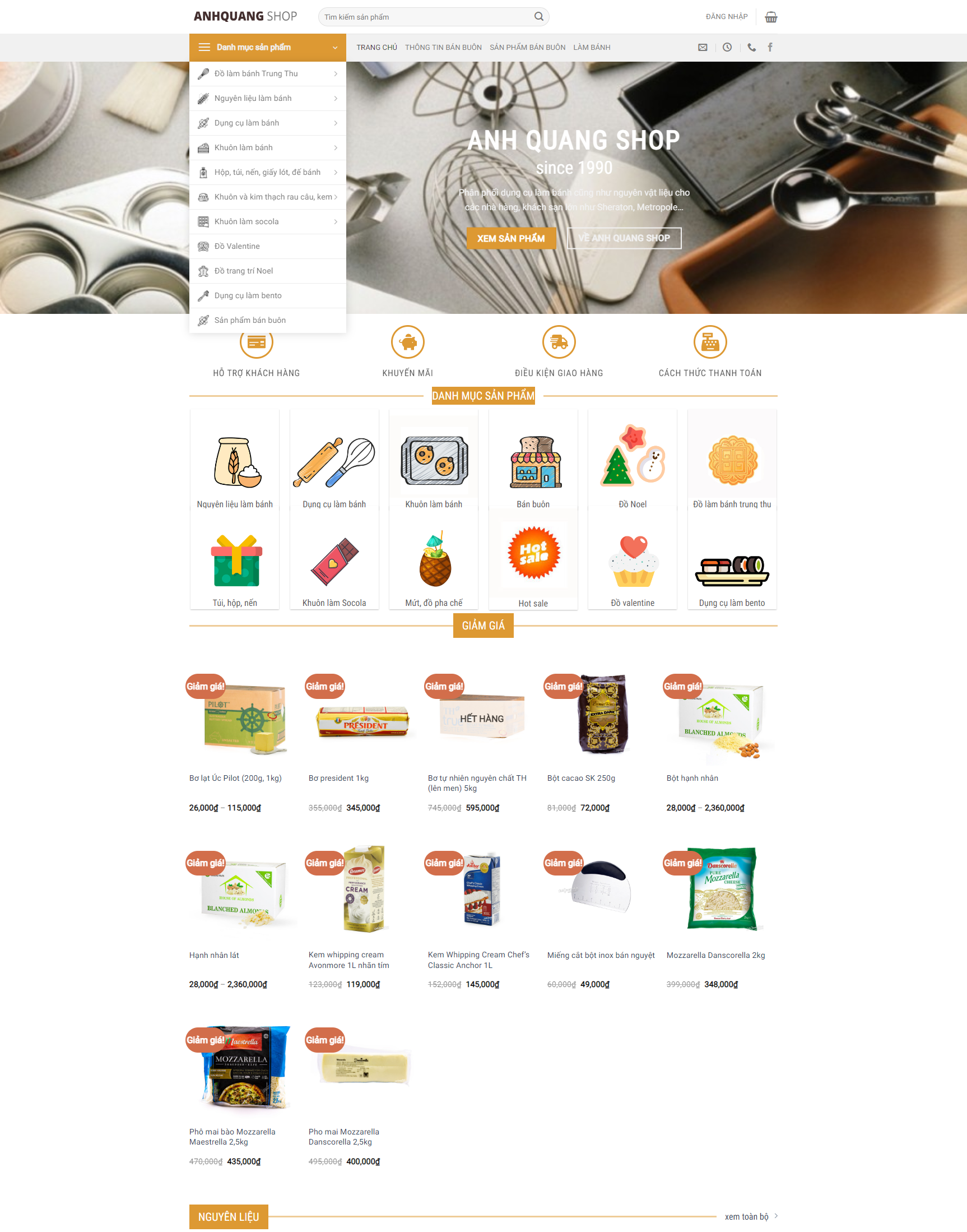 Mẫu thiết kế website bán dụng cụ làm bánh 