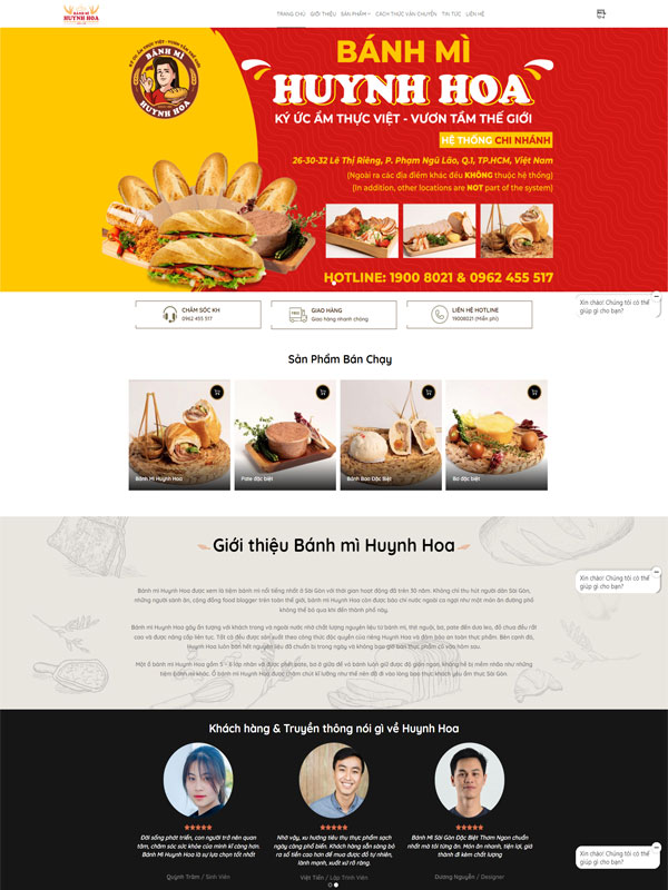 Tính năng chính của thiết kế website cửa hàng bánh mì