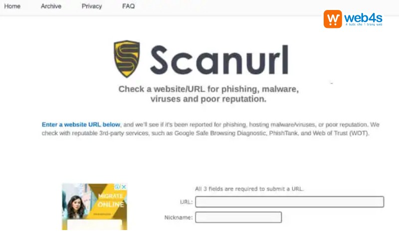 ScanURL - Công cụ kiểm tra link virus