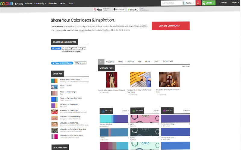 Website hỗ trợ phối màu ColourLover
