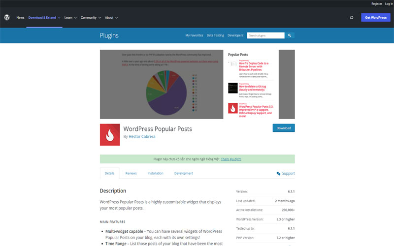 Plugin hiển thị bài viết Wordpress popular posts