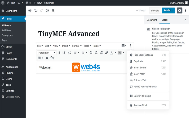 Plugin cần thiết cho wordpress TinyMCE Avanced