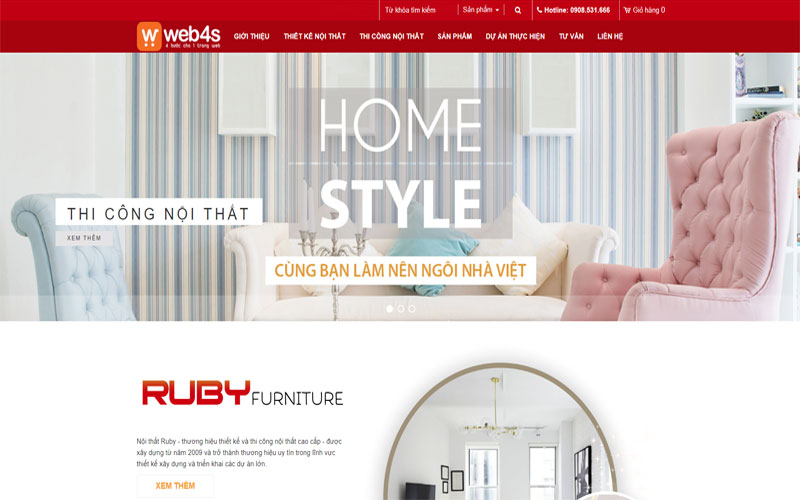 Mẫu thiết kế website nội thất Web4s
