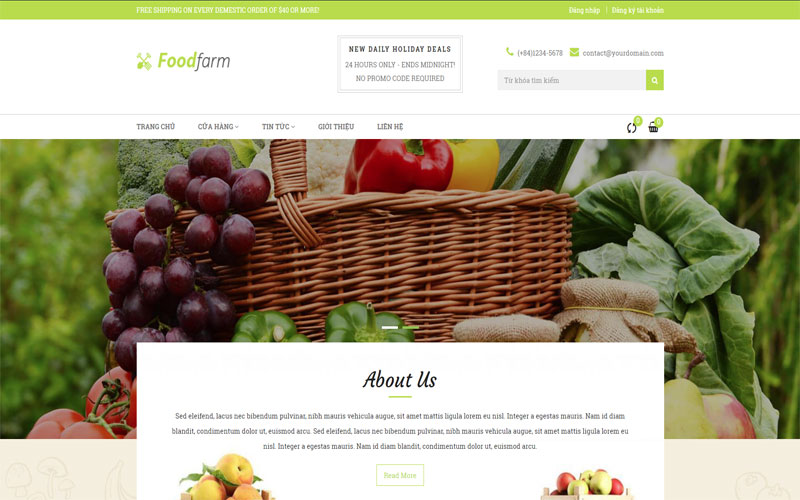 Mẫu thiết kế website thực phẩm 
