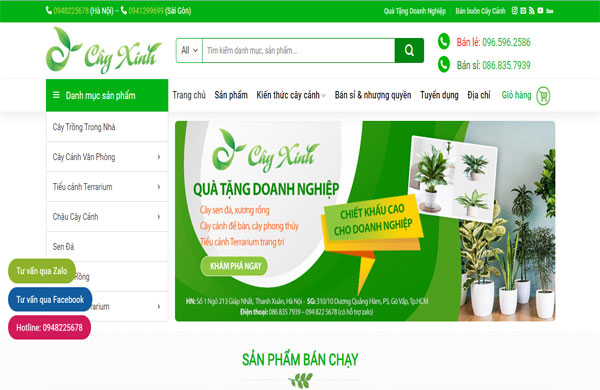 mẫu website cửa hàng cây xinh