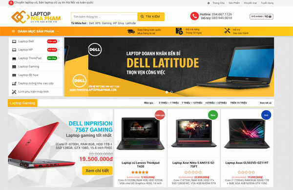 Mẫu giao diện website bán laptop chuyên nghiệp mới nhất