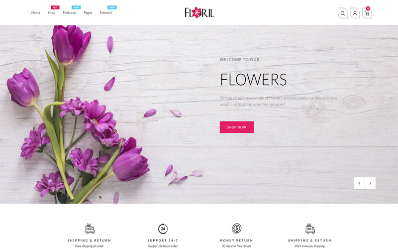 Mẫu website giới thiệu sản phẩm hoa tươi 