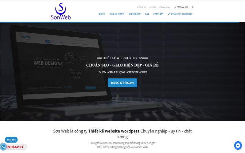 SonWeb - Công ty thiết kế website WordPress trọn gói chuyên nghiệp 
