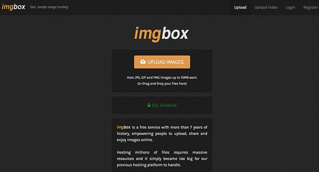 Trang web lưu trữ ảnh online Imgbox.com
