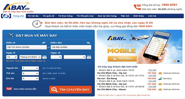 Trang web đặt vé máy bay giá rẻ Abay