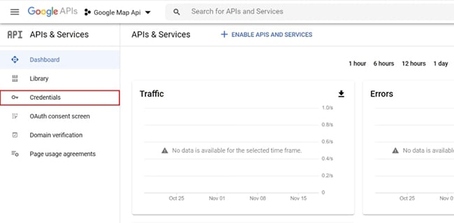 Chọn Credentials Google Map API