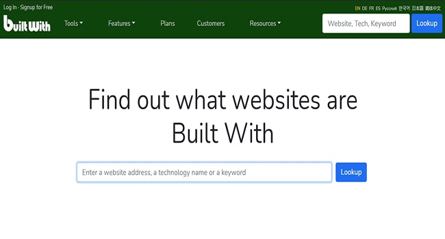 Kiểm tra trang web viết bằng ngôn ngữ gì qua BuiltWith