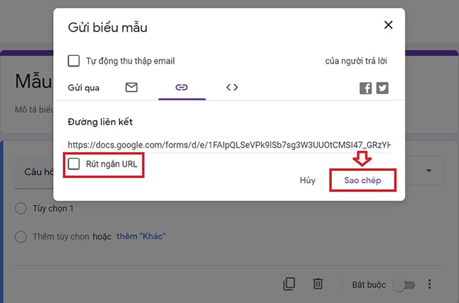 Chia sẻ Google Form qua link URL