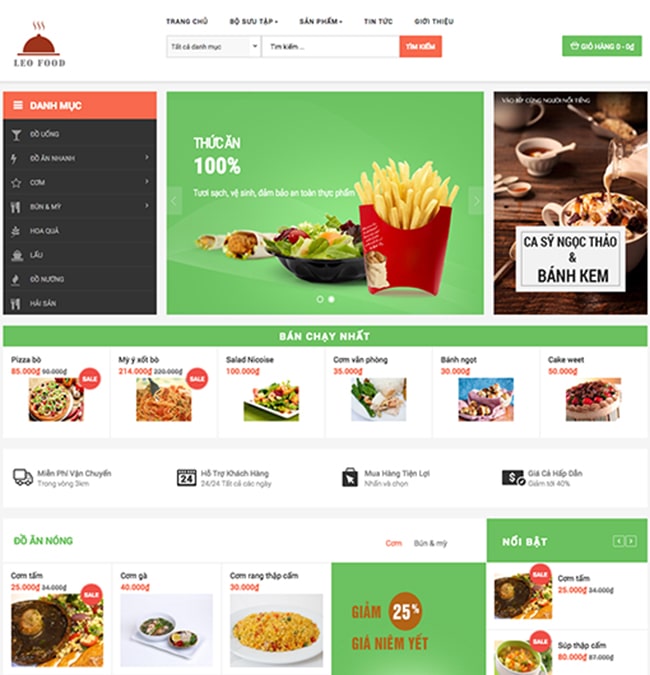 Mẫu thiết kế web bán đồ ăn vặt 2