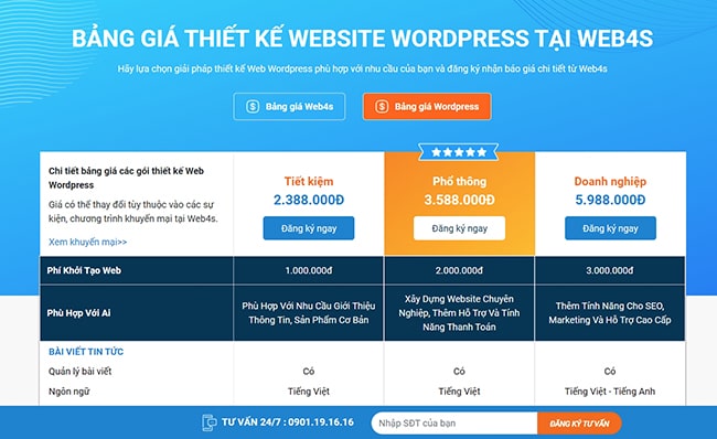 Bảng giá thiết kế website tại Hạ Long, Quảng Ninh 