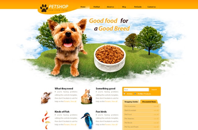Mẫu thiết kế website cửa hàng thú cưng