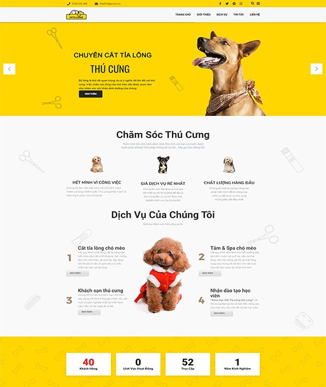 Mẫu thiết kế web bán thú cưng