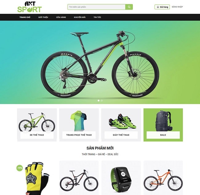 Mẫu thiết kế website bán xe đạp 1