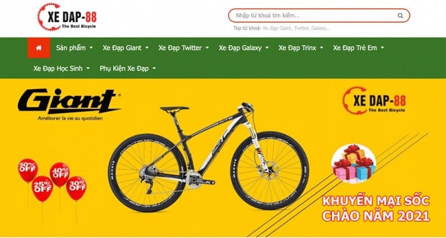 Mẫu thiết kế website bán xe đạp 3