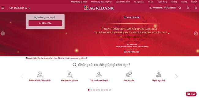 Website ngân hàng Agribank