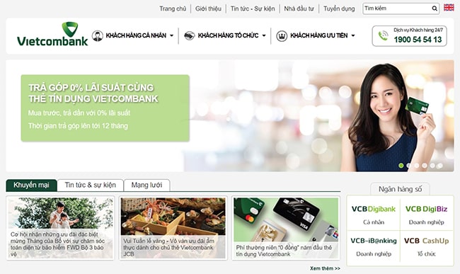 Website ngân hàng Vietcombank