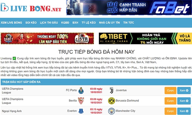Trang web xem bóng đá trực tuyến Xembonglive.net