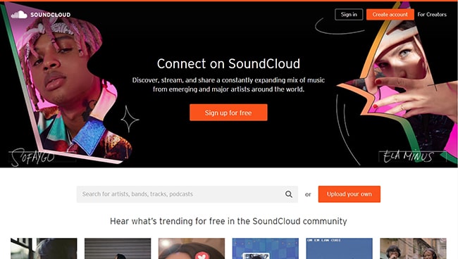Web tải nhạc chất lượng cao SoundCloud