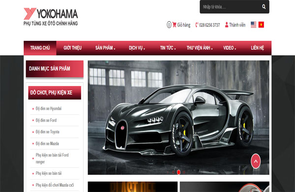 Mẫu thiết kế website bán phụ tùng ô tô hiện đại
