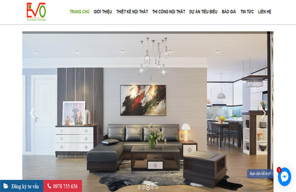 mẫu thiết kế website sofa thương hiệu evo home