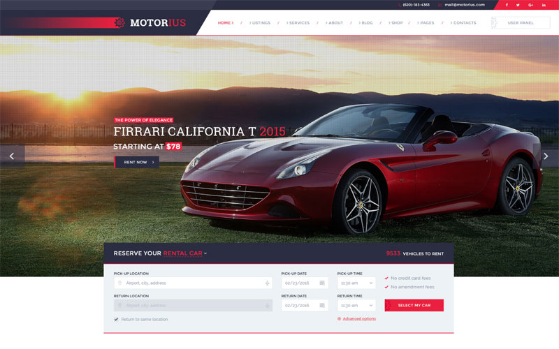 Mẫu thiết kế website cho thuê xe du lịch hiện đại 