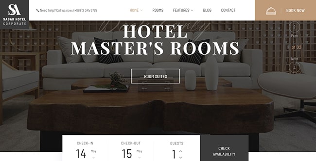 Mẫu theme website khách sạn đẹp