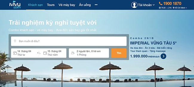 Trang web du lịch Ivivu