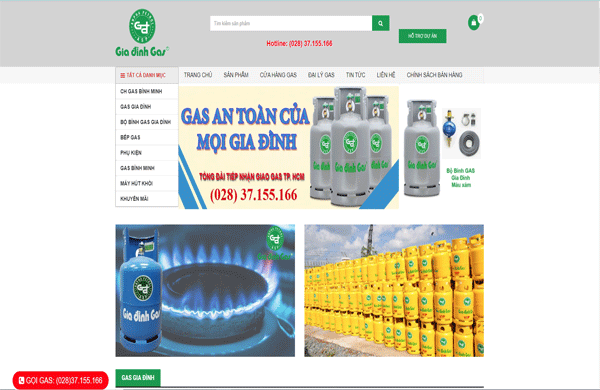 Giao diện thiết kế website bán gas bếp gas chuyên nghiệp