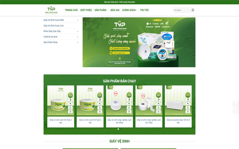 Mẫu thiết kế website bán giấy ăn, giấy vệ sinh thu hút