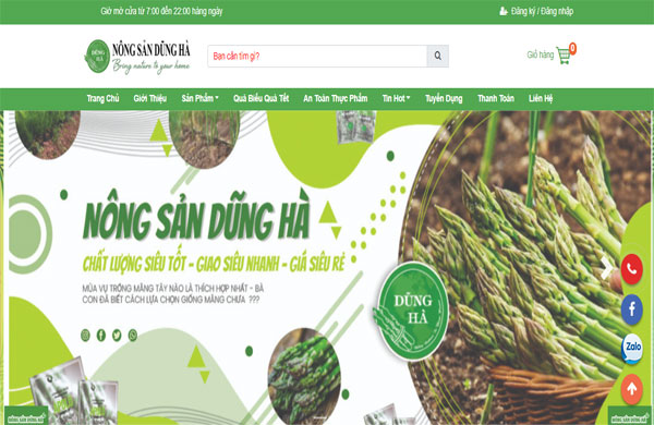 Mẫu thiết kế website bán hàng nông sản thu hút