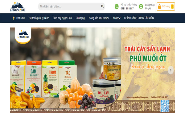 Mẫu thiết kế web bán hàng nông sản Langbiang