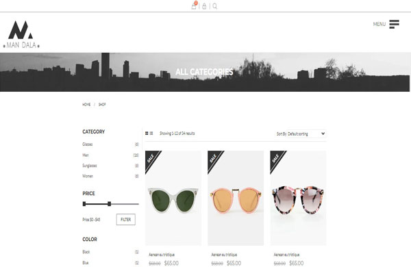 Mẫu thiết kế website bán mắt kính đơn giản
